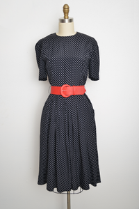 80s Polka Dot Belted Dress