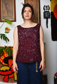 ✨ Vintage Karen Kane Sequin Tank Top - 90s/Y2K Designer Glam ✨