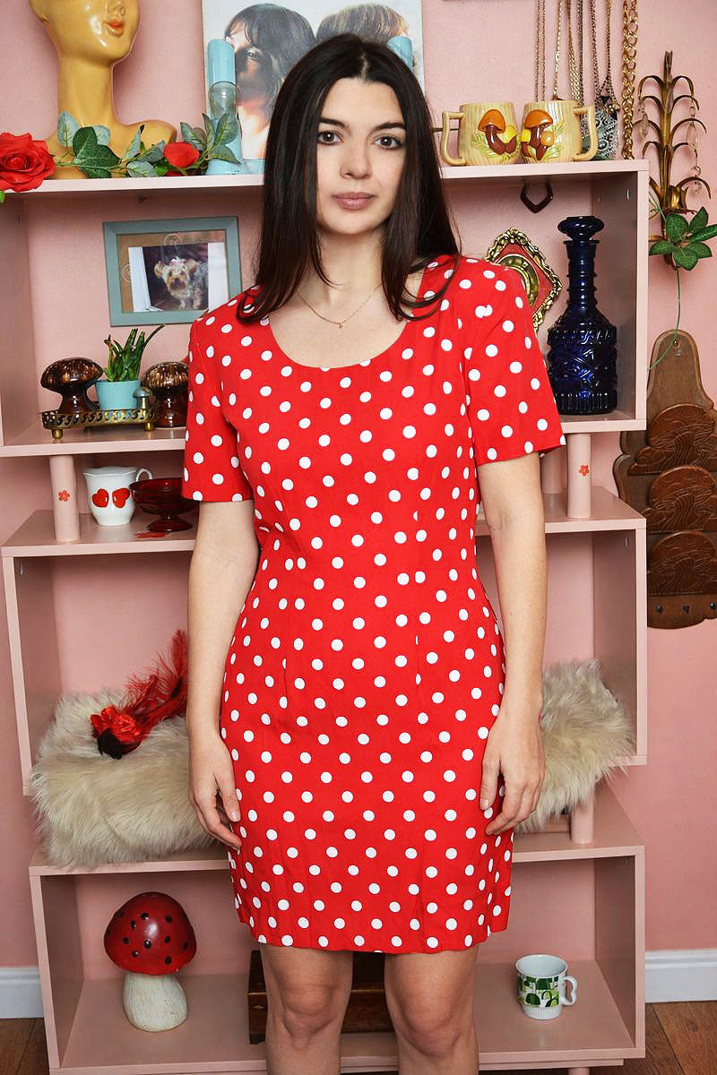 90s My Michelle Red Polka Dot Dress