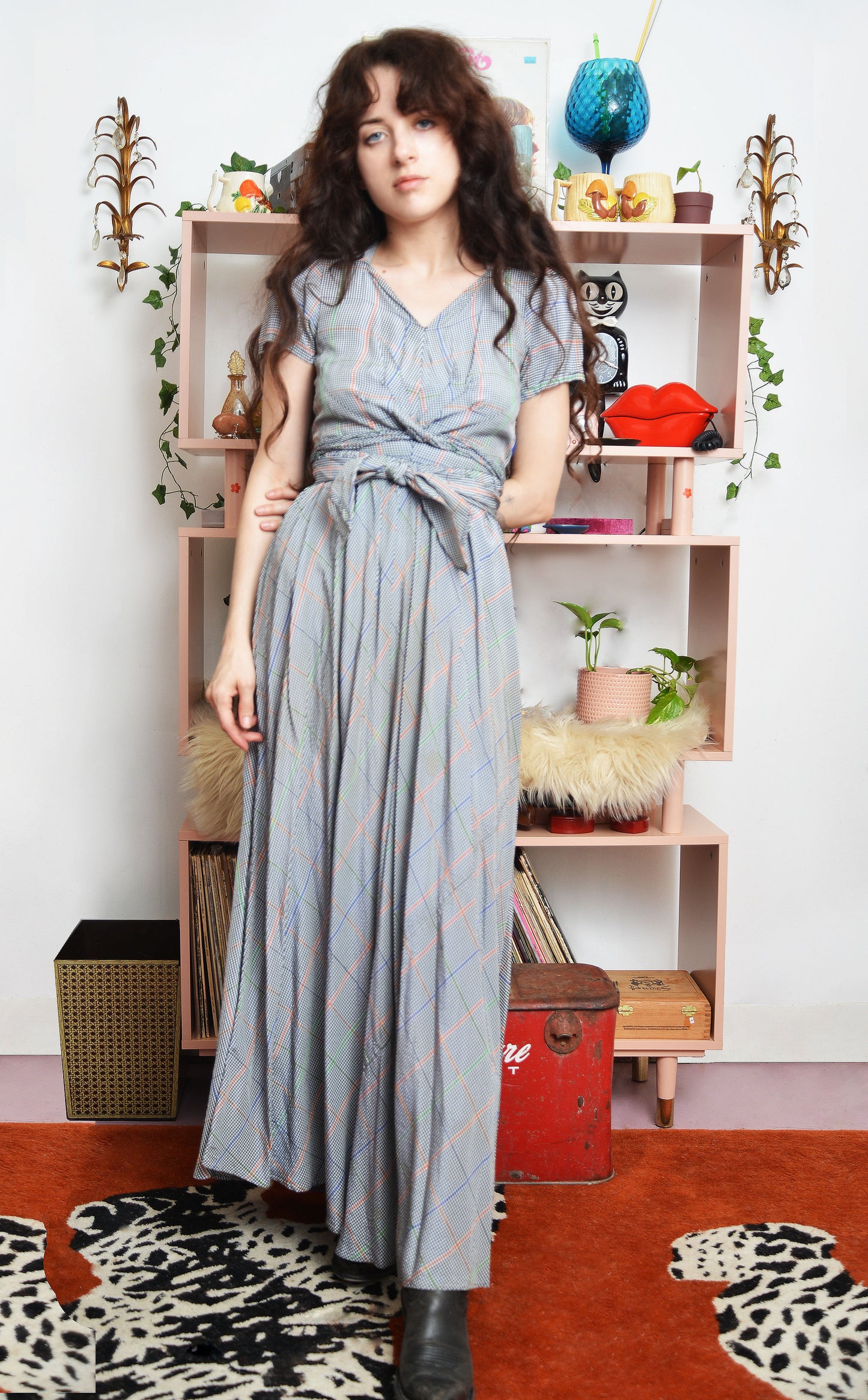 Romantic 1940s Heritage Plaid Wrap Maxi Dress Rare - XS Romantic 1940s Heritage Plaid Wrap Maxi Dress Rare - XS