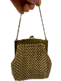 1920s Art Deco Gold Mesh Coin Purse with Kiss-Lock Frame
