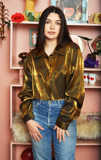 Vintage 90s Gold Shimmer Cropped Blouse – Christie & Jill