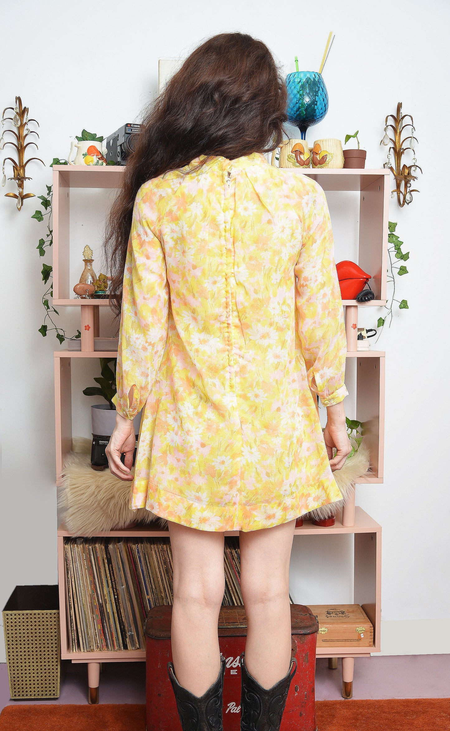 Vintage 1960s Yellow Floral Sheer Mini Dress – Darling Summer Mod Styl – Lovers Vintage