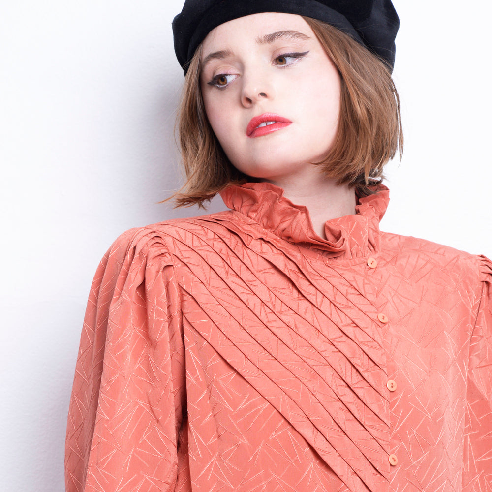 Vintage 80s Coral Blouse freeshipping - Lovers Vintage