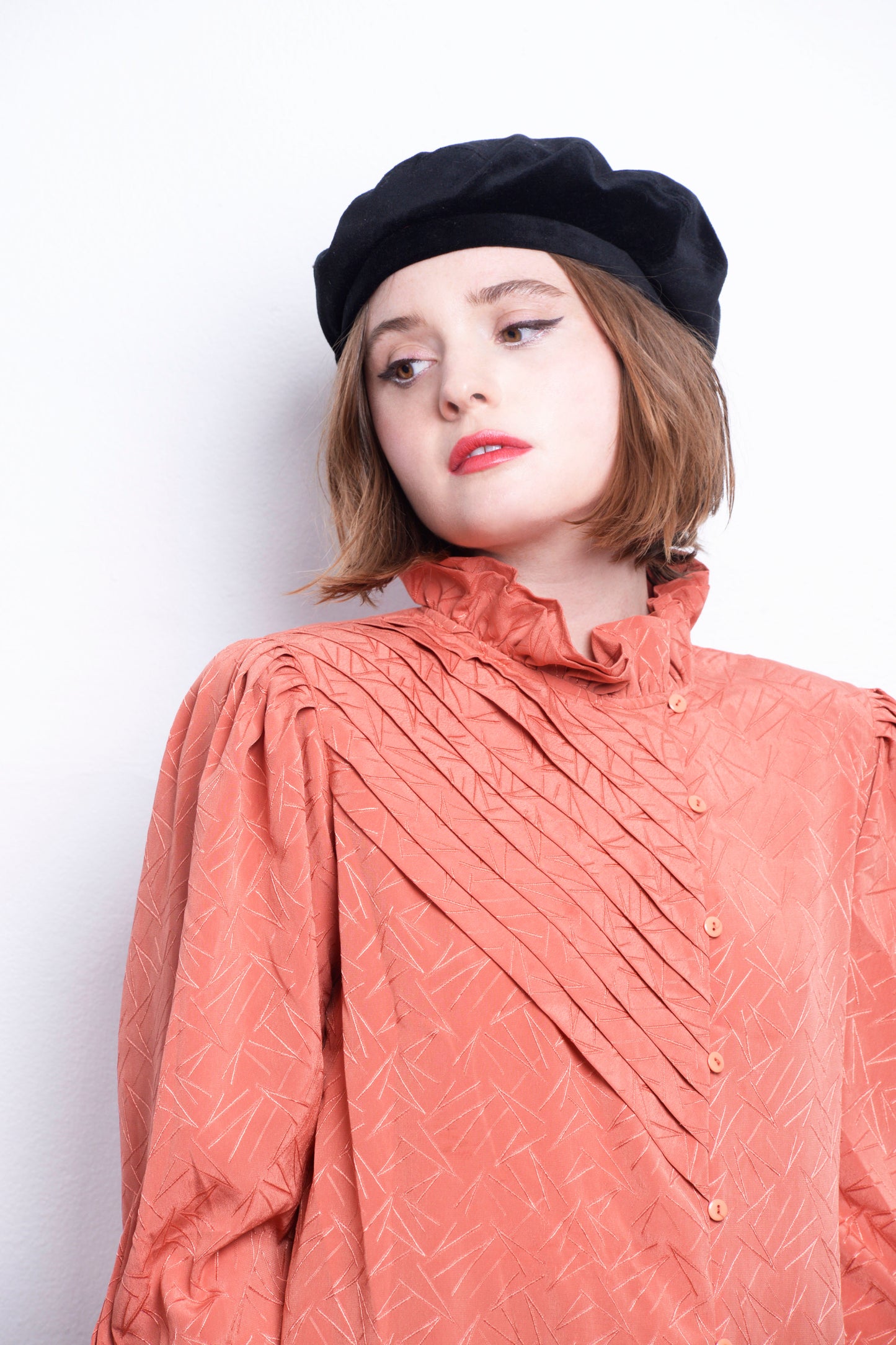 Vintage 80s Coral Blouse freeshipping - Lovers Vintage