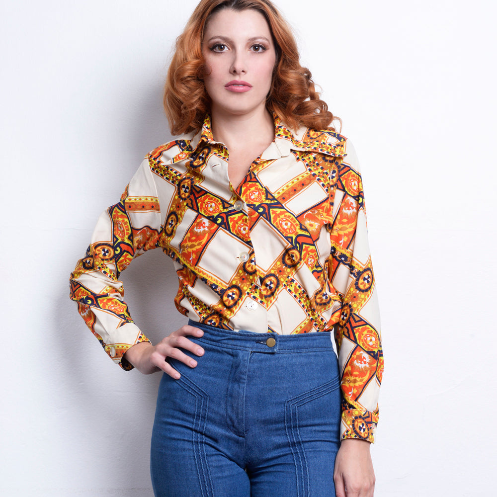 70s Vintage Long Sleeve Blouse freeshipping - Lovers Vintage