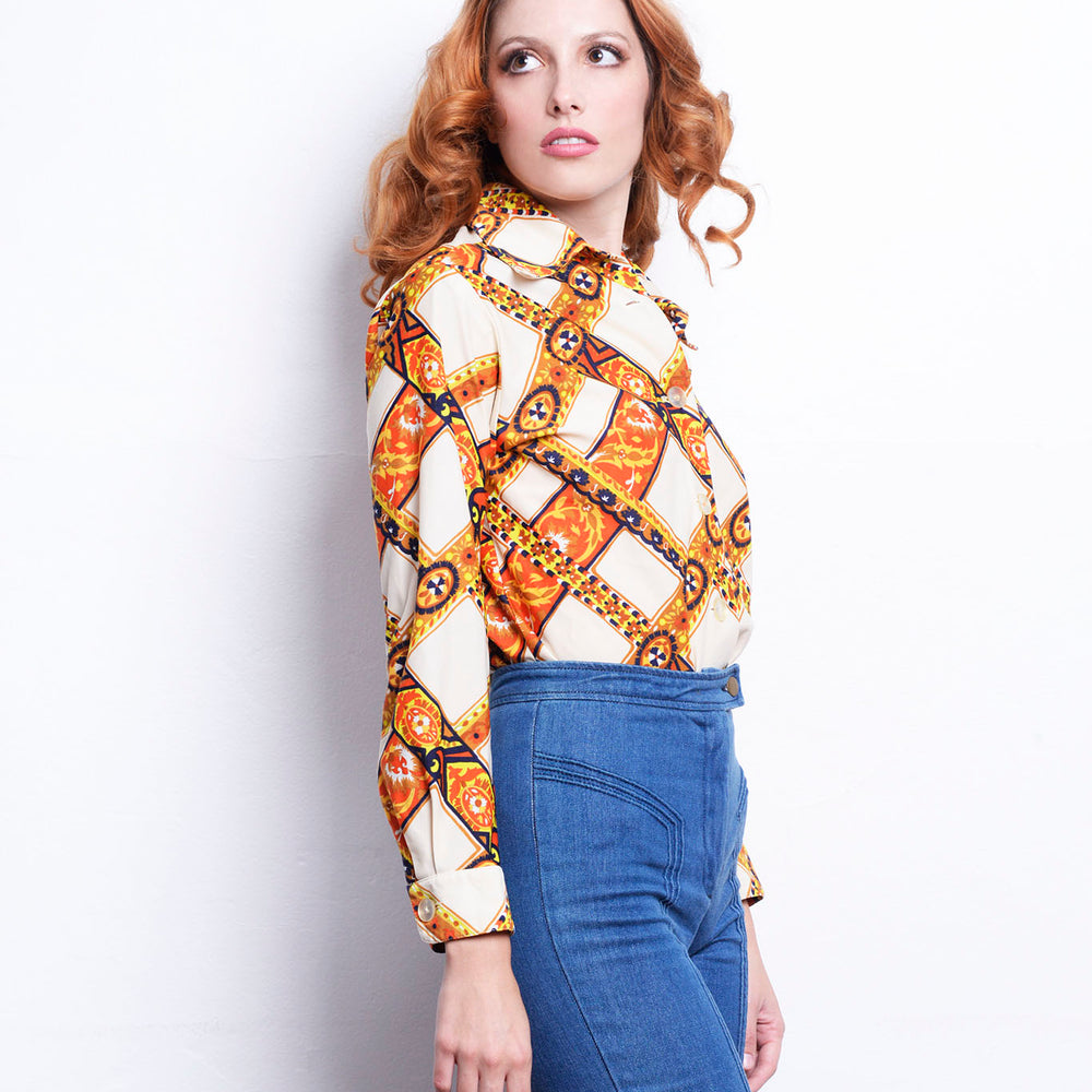 70s Vintage Long Sleeve Blouse freeshipping - Lovers Vintage
