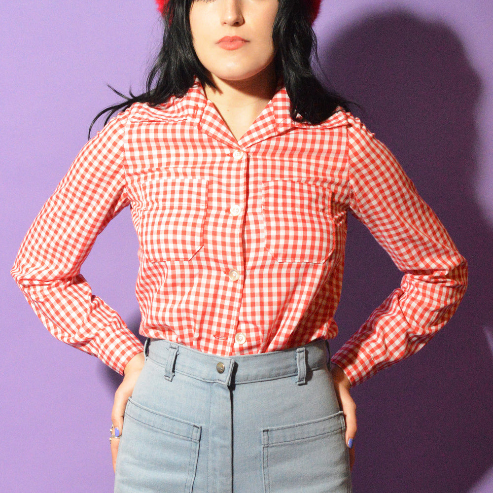 70s Gingham Western shirt freeshipping - Lovers Vintage