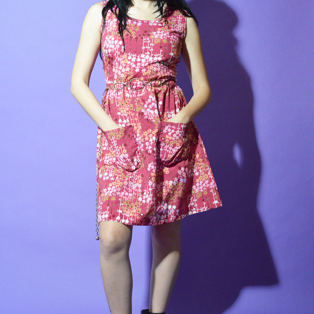 Lovers Vintage Ditsy Floral Magenta Dress freeshipping - Lovers Vintage
