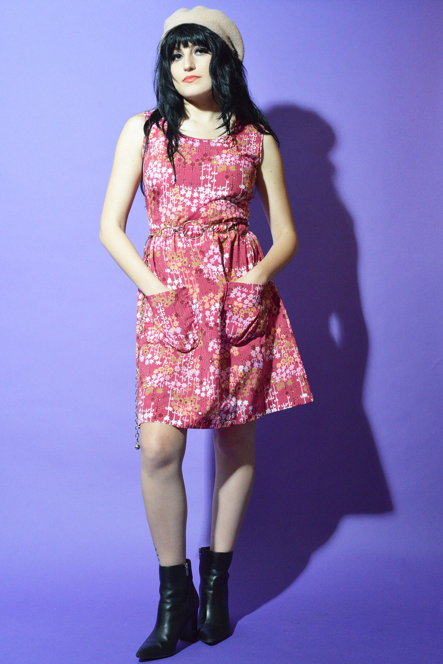 Lovers Vintage Ditsy Floral Magenta Dress freeshipping - Lovers Vintage