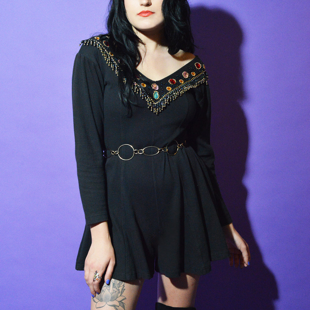 90s Gem Studded Party Girl Romper freeshipping - Lovers Vintage