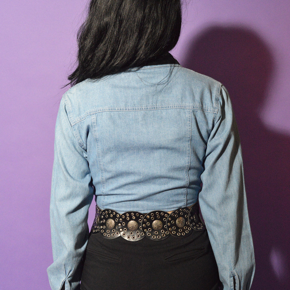 
                  
                    Bedazzled Re-worked Vintage Cropped Tie Top 90s Small freeshipping - Lovers Vintage
                  
                