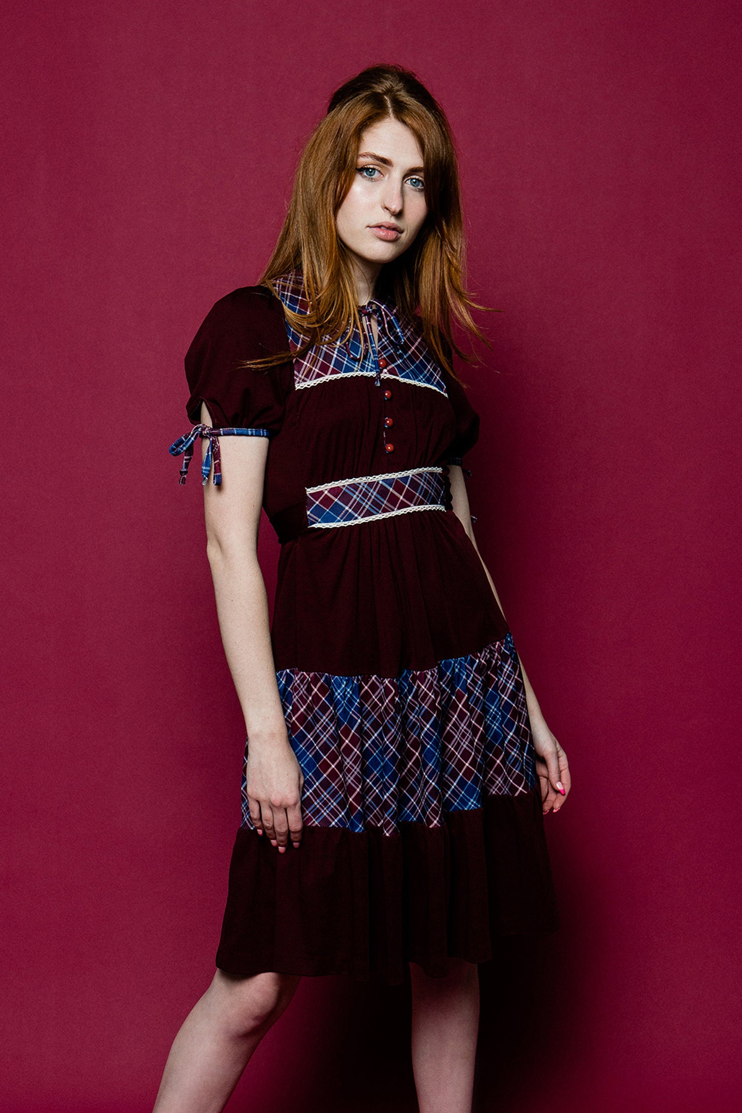 Cottage Core 70s Midi Dress freeshipping - Lovers Vintage