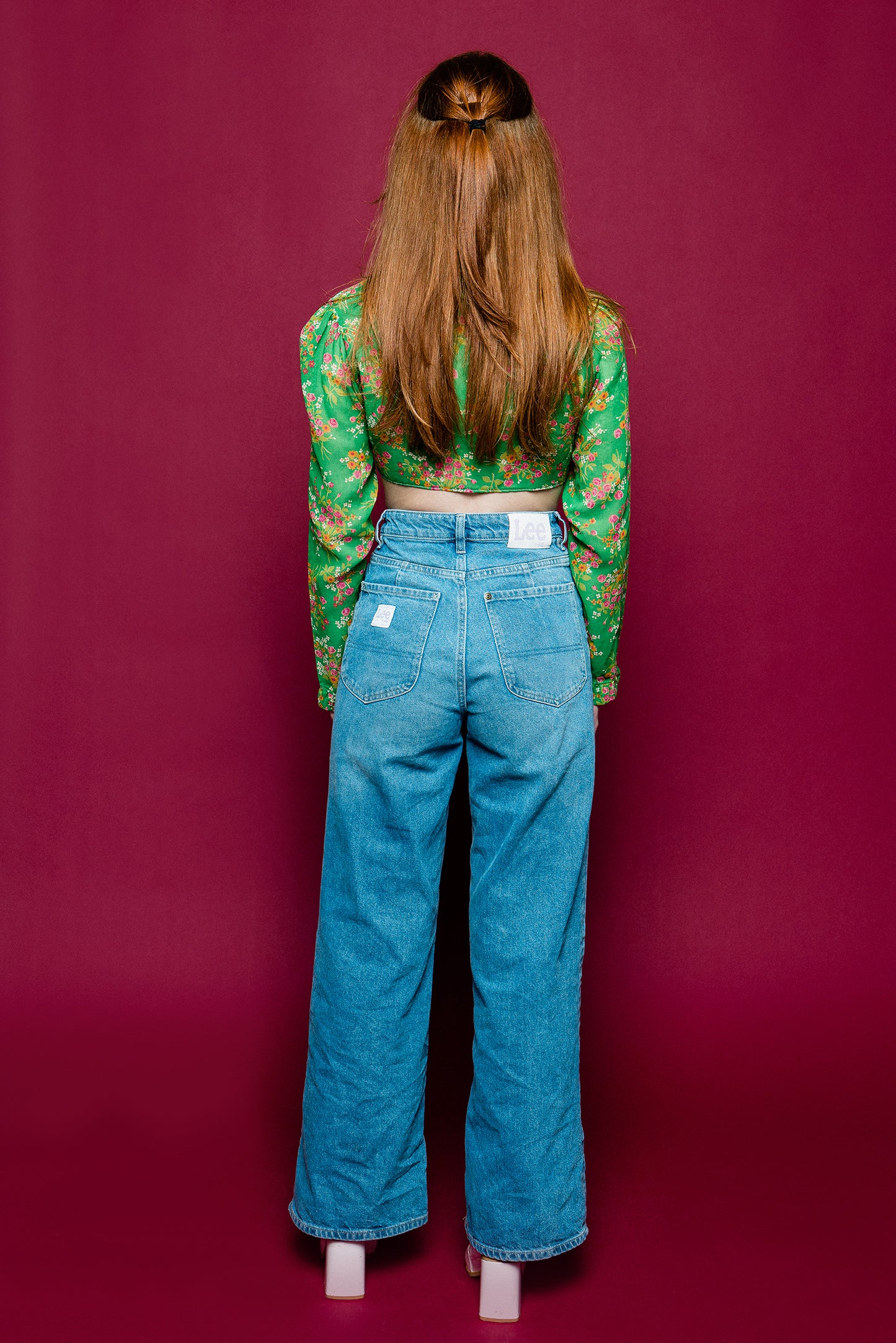 Cropped Front-tie Re-worked Vintage Floral Blouse freeshipping - Lovers Vintage