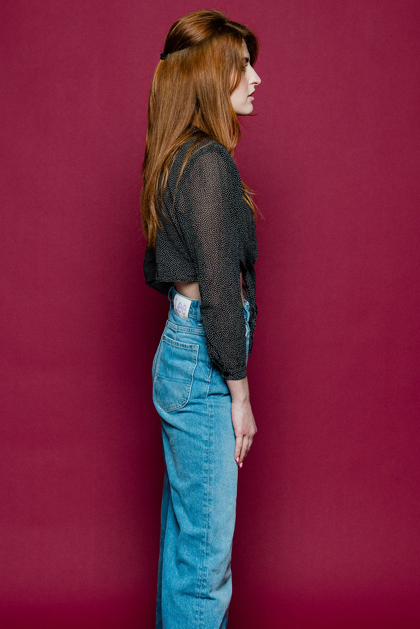 Cropped Re-worked Vintage Dotted Blouse freeshipping - Lovers Vintage