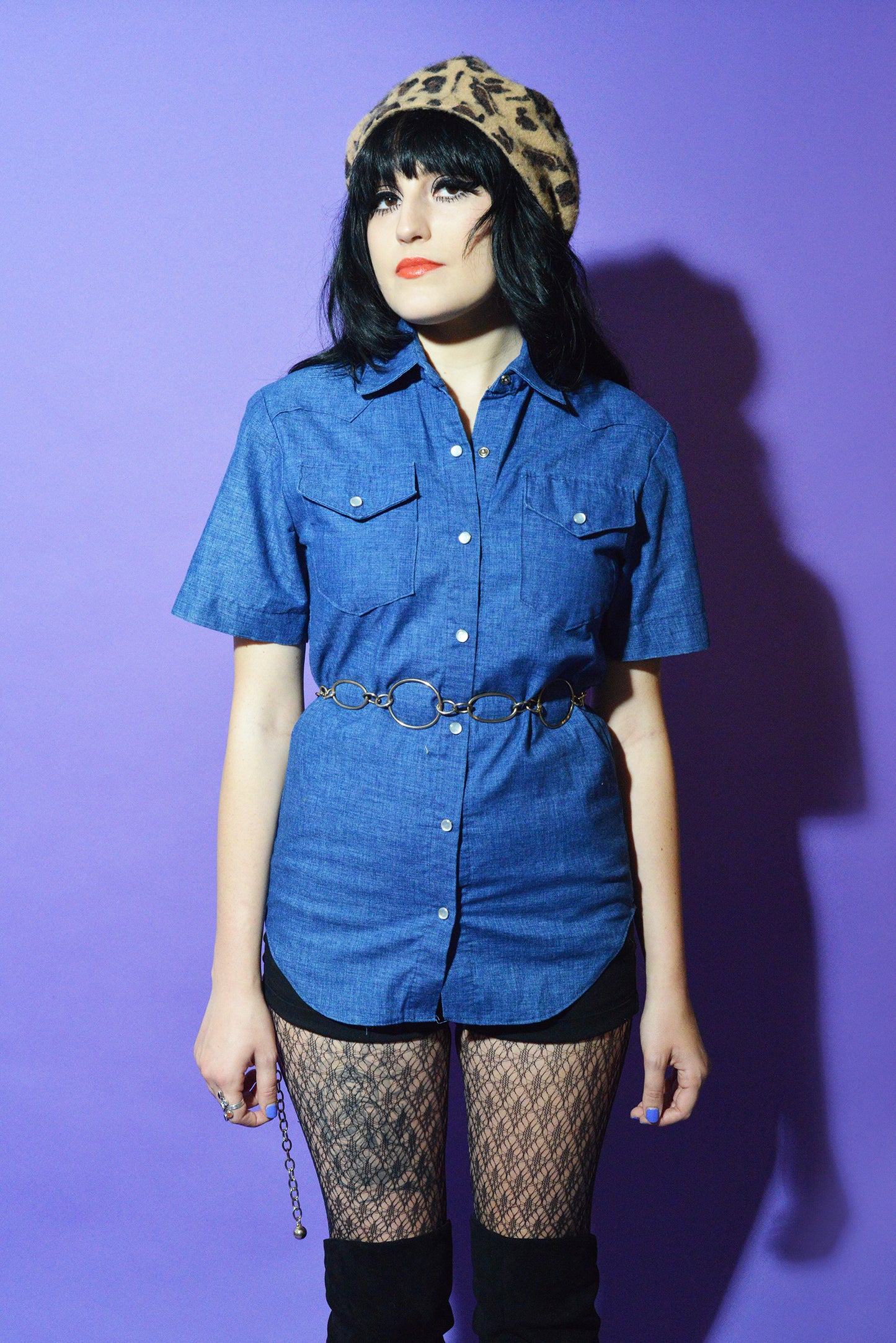 70s Denim Chambray Southwestern Shirt freeshipping - Lovers Vintage