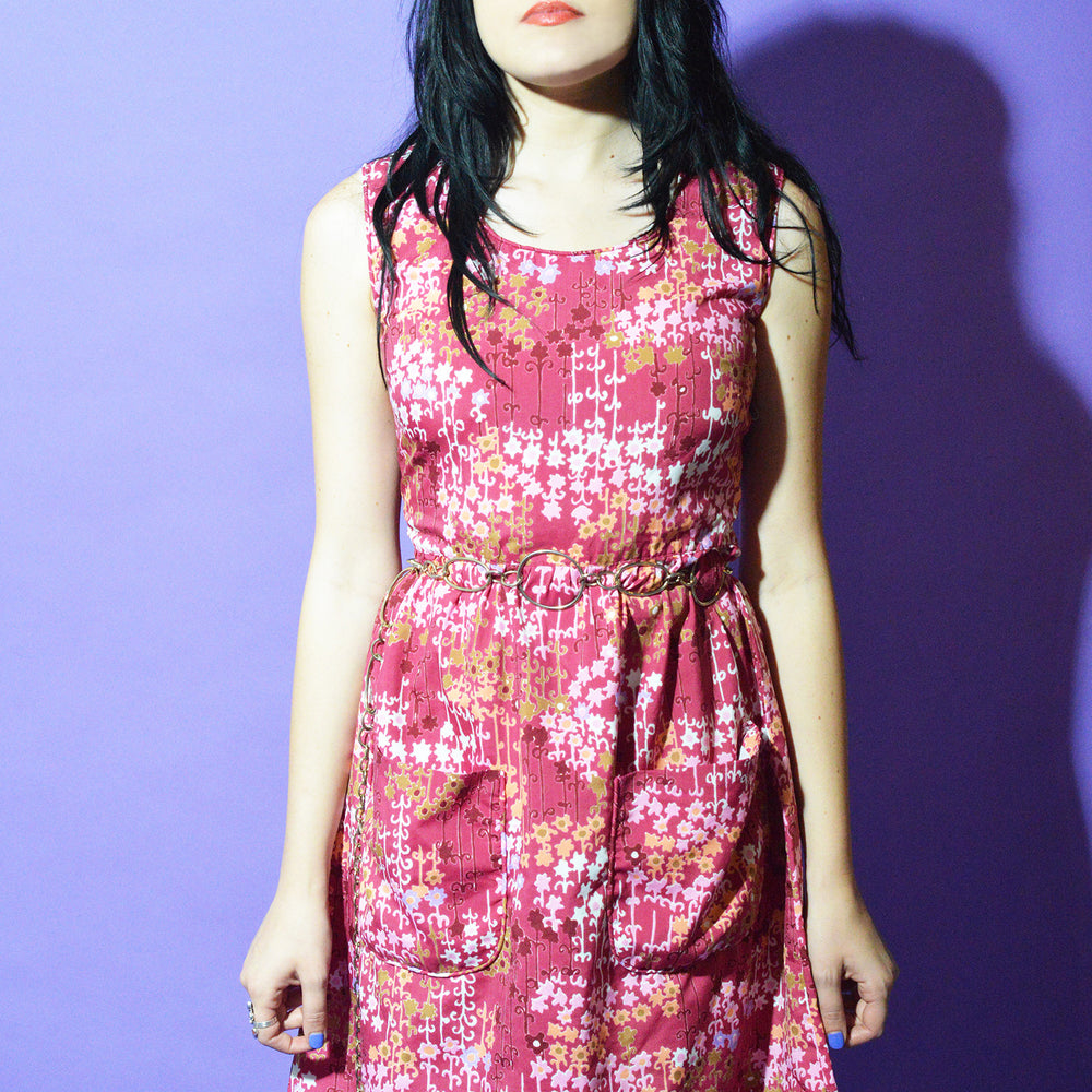 Lovers Vintage Ditsy Floral Magenta Dress freeshipping - Lovers Vintage