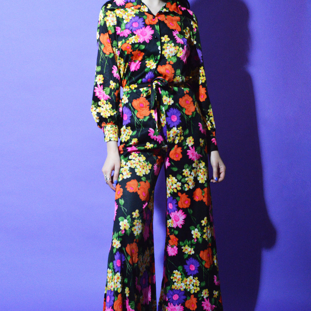 70s Flower Power Vintage Top Small freeshipping - Lovers Vintage