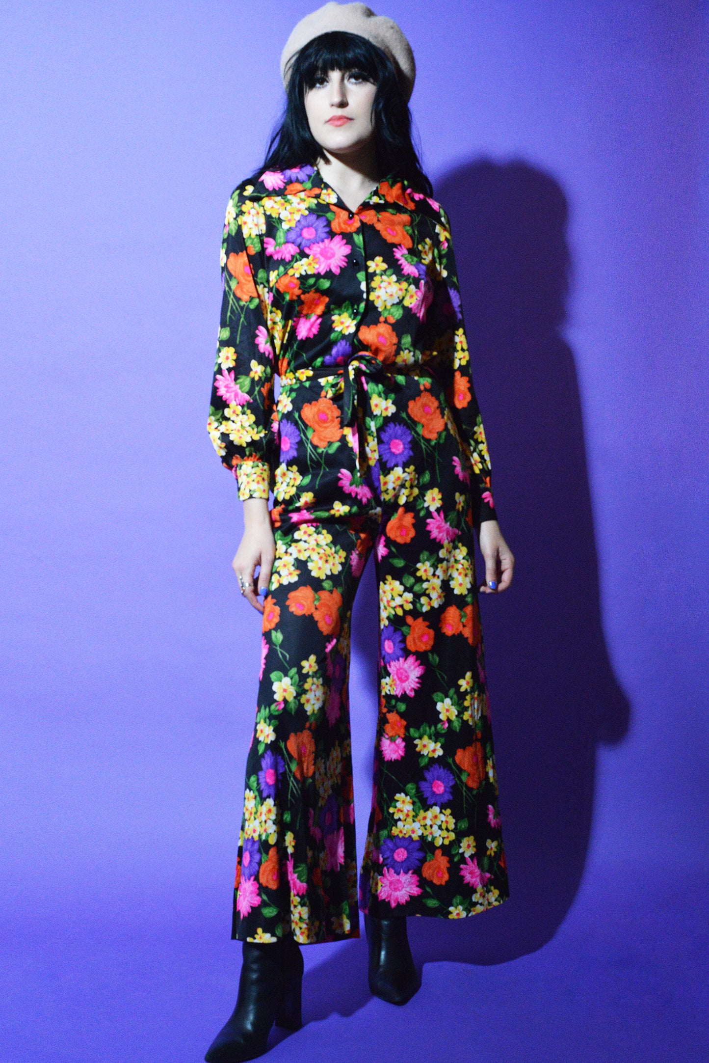 70s Flower Power Vintage Top Small freeshipping - Lovers Vintage