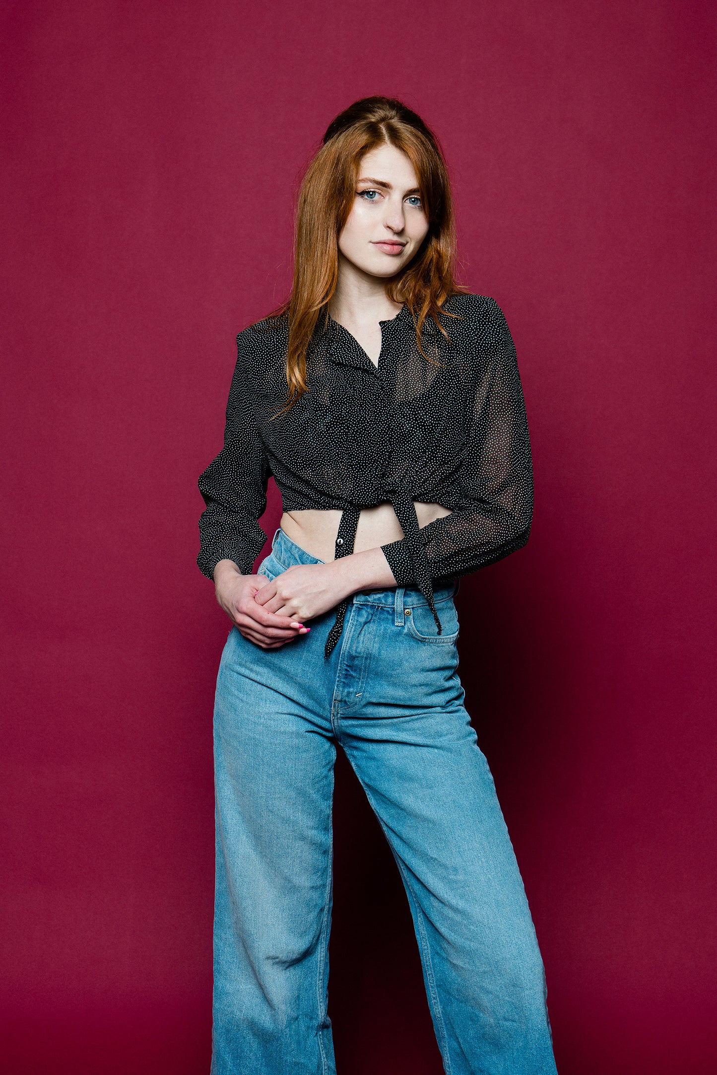 Cropped Re-worked Vintage Dotted Blouse freeshipping - Lovers Vintage