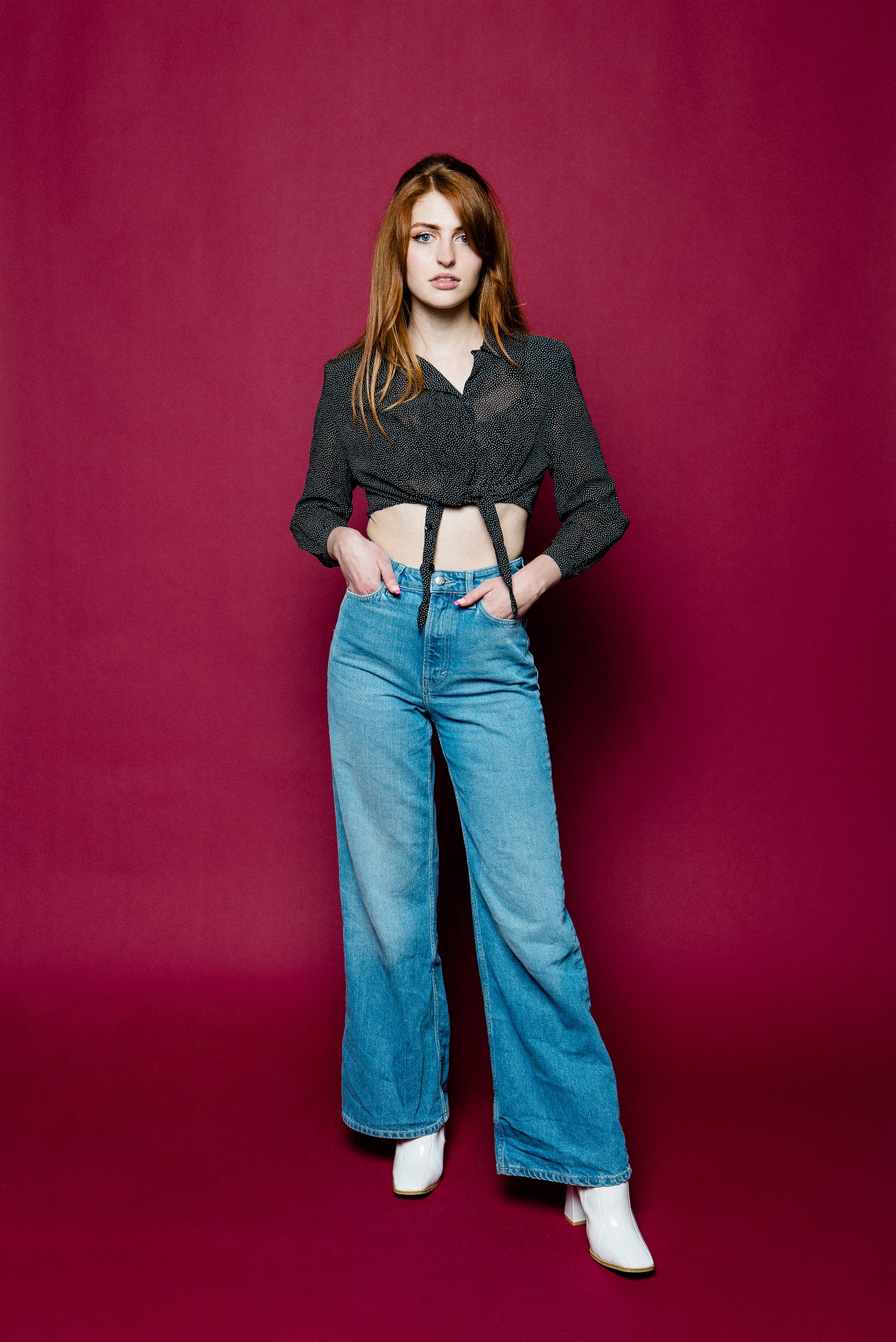 Cropped Re-worked Vintage Dotted Blouse freeshipping - Lovers Vintage