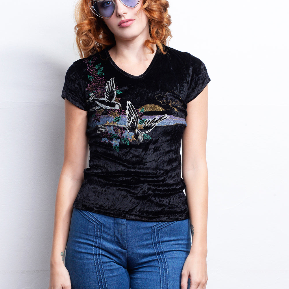 70s Velvet Nights like Satin Top freeshipping - Lovers Vintage