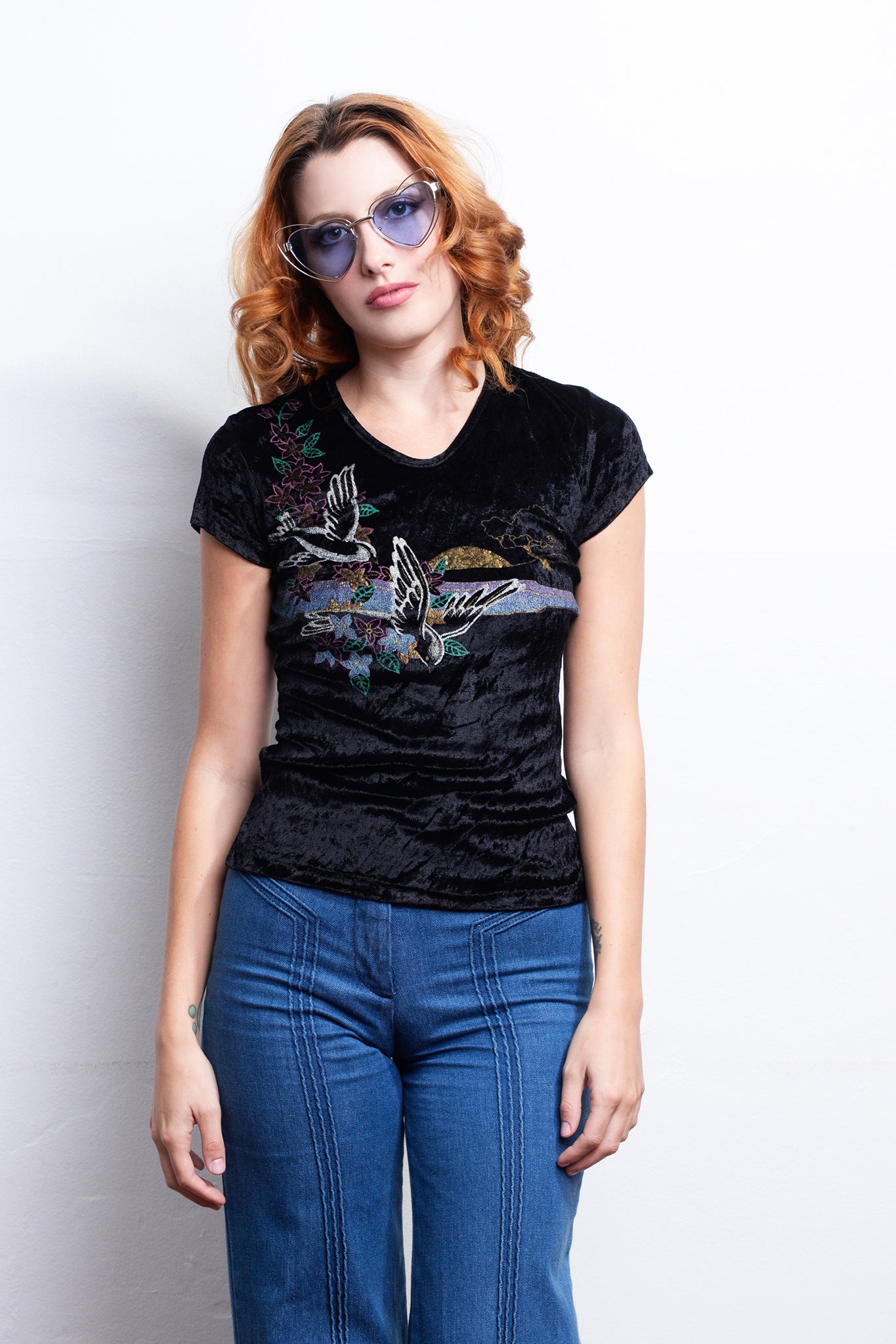 70s Velvet Nights like Satin Top freeshipping - Lovers Vintage