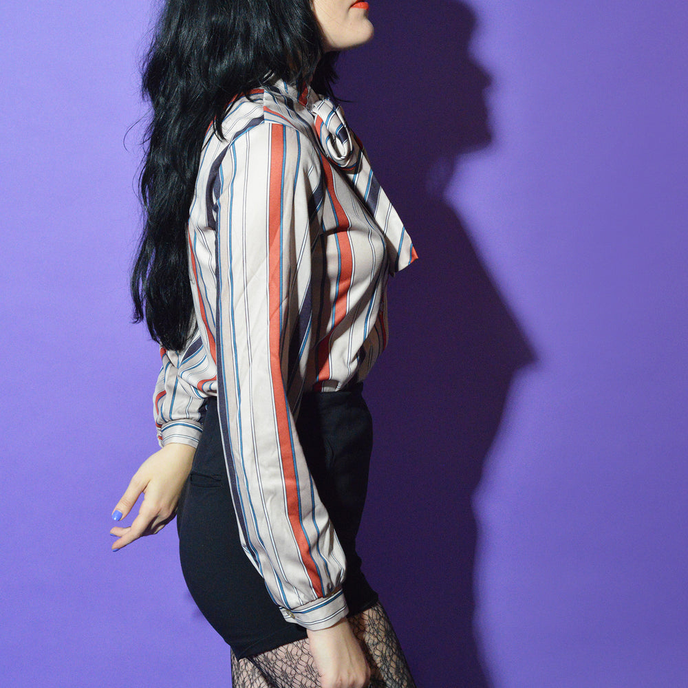 
                  
                    Striped Secretary Ascot Shirt freeshipping - Lovers Vintage
                  
                