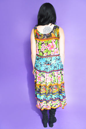 Vintage Tropical Print Midi Sundress freeshipping - Lovers Vintage