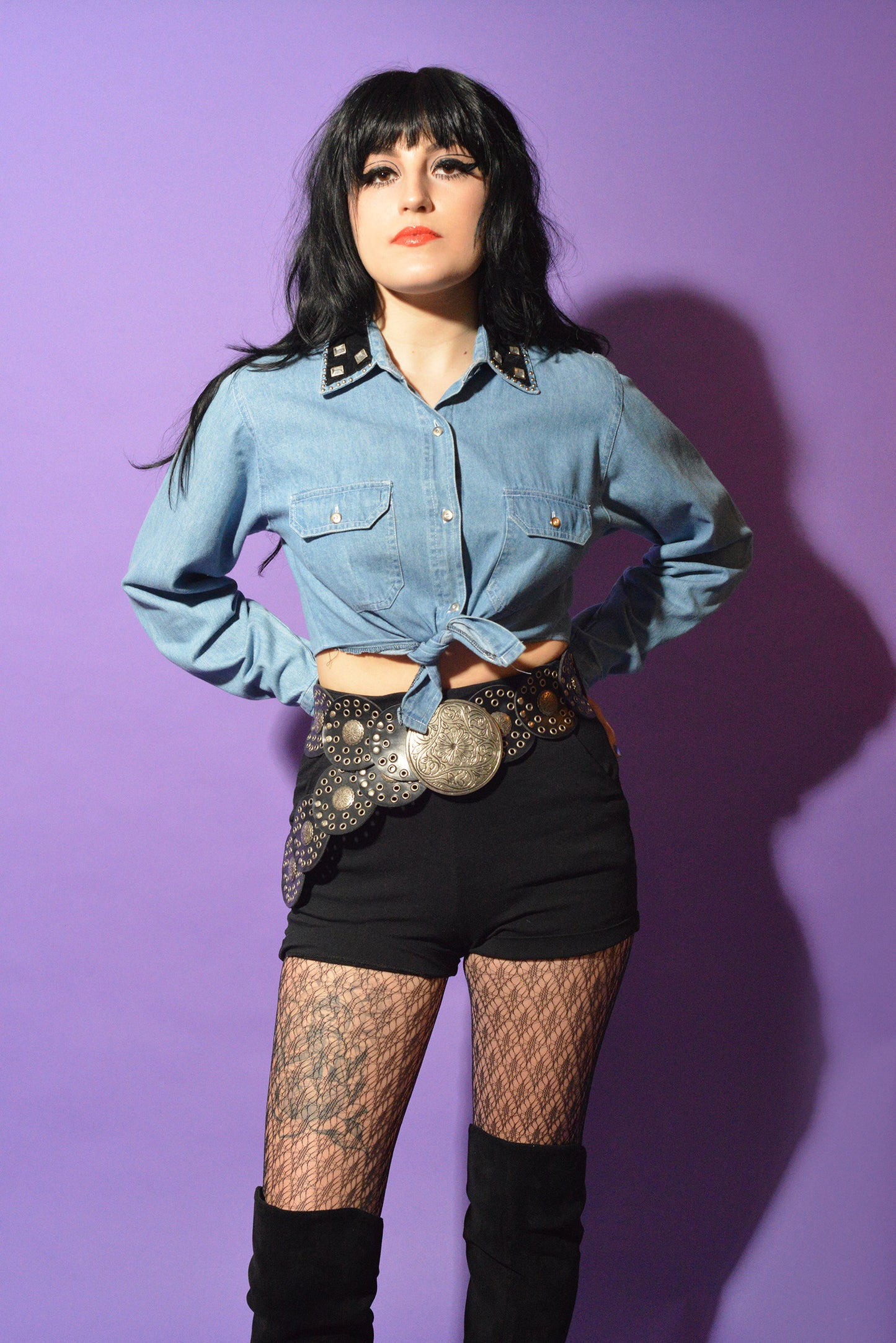 Bedazzled Re-worked Vintage Cropped Tie Top 90s Small freeshipping - Lovers Vintage