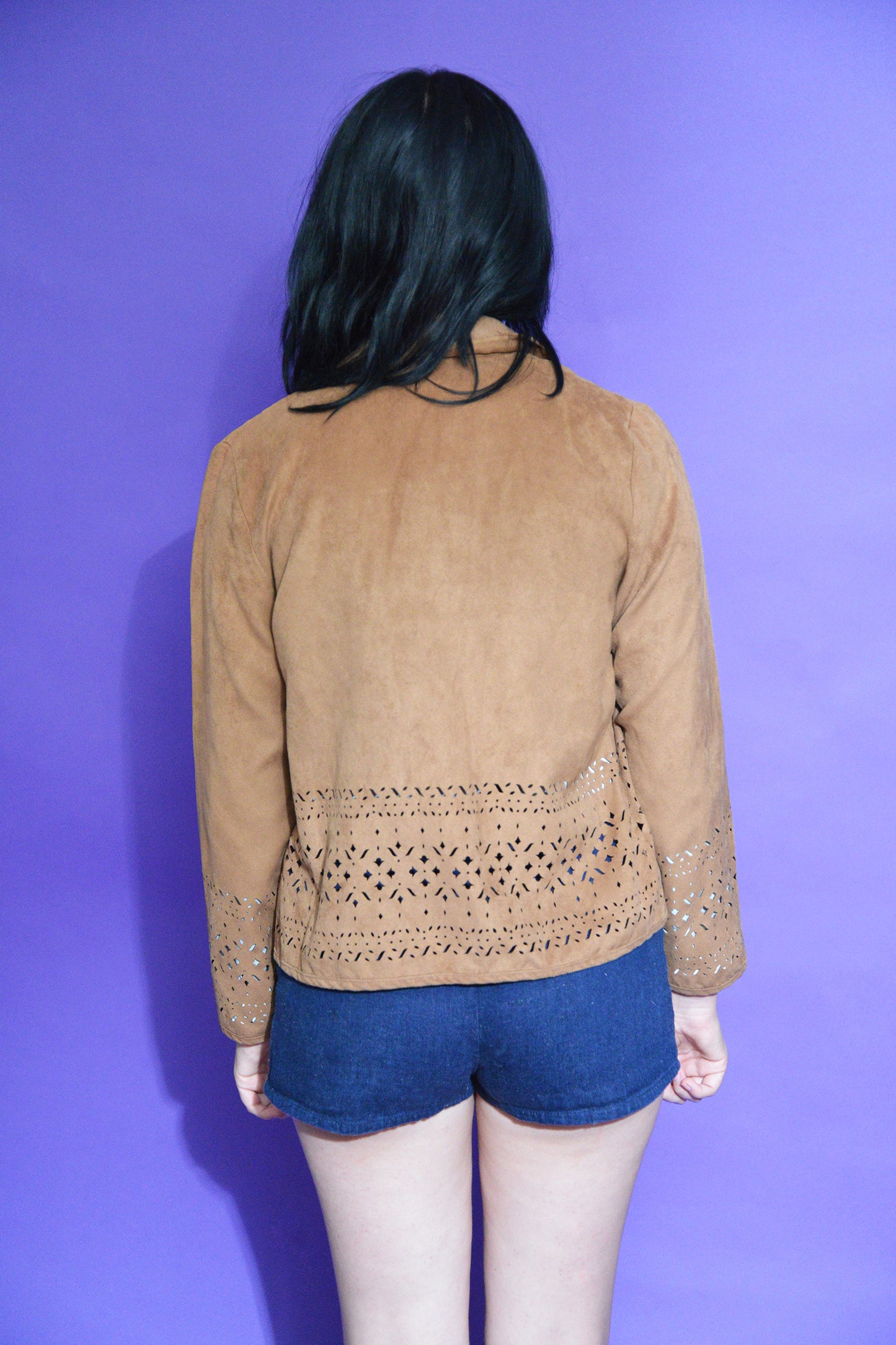 90s Laser Cut Velvet Jacket freeshipping - Lovers Vintage