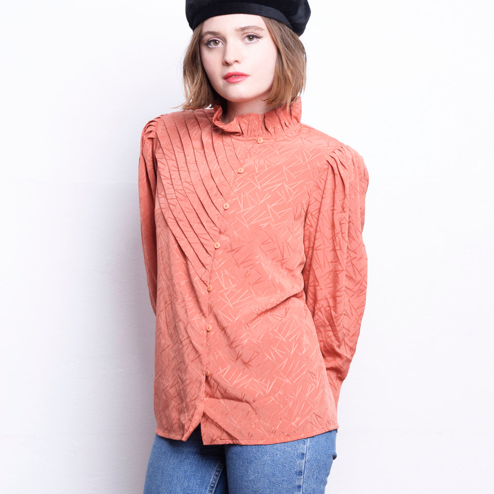 Vintage 80s Coral Blouse freeshipping - Lovers Vintage