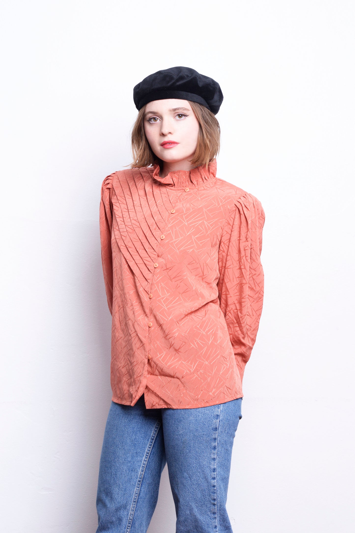 Vintage 80s Coral Blouse freeshipping - Lovers Vintage