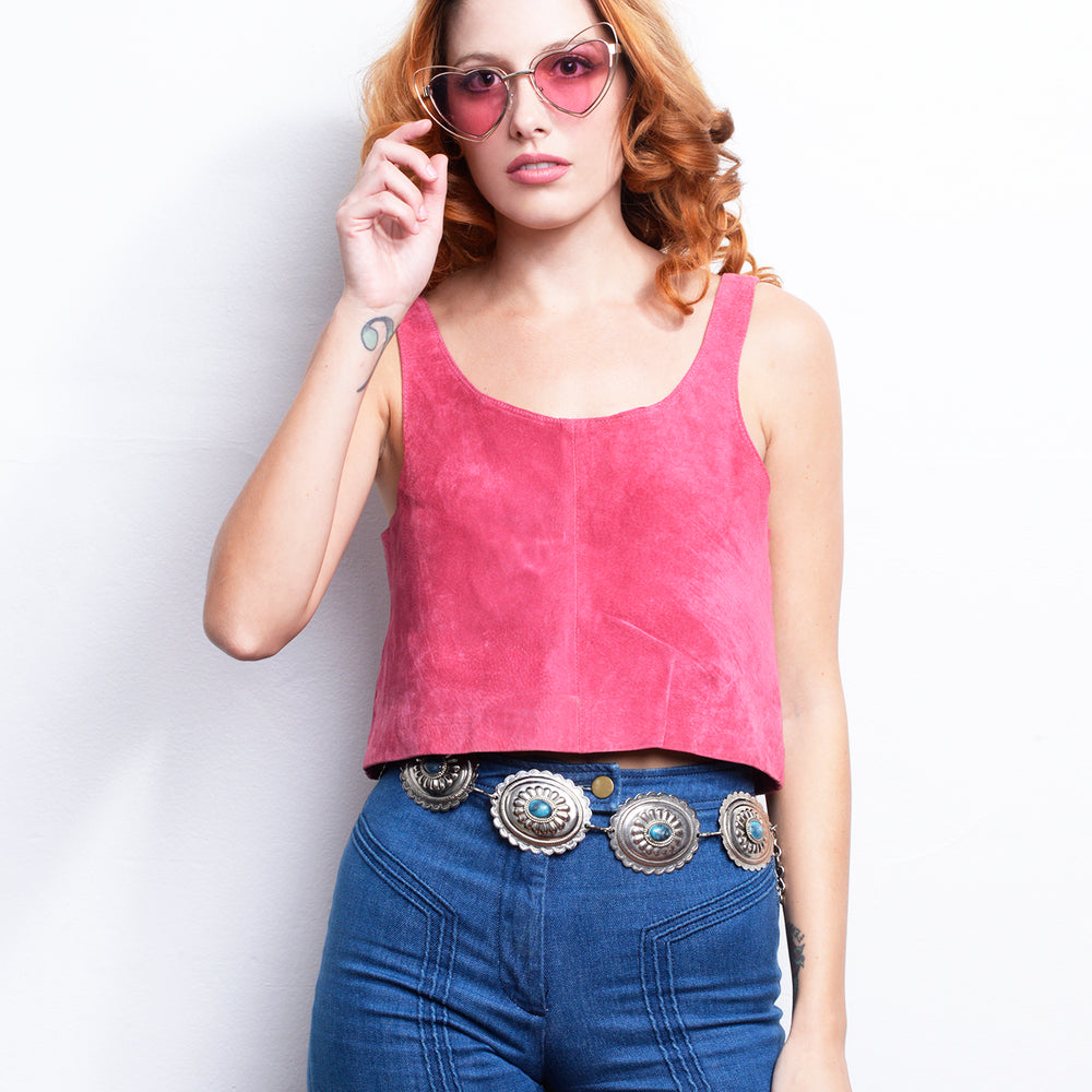 Pink Leather Tank freeshipping - Lovers Vintage