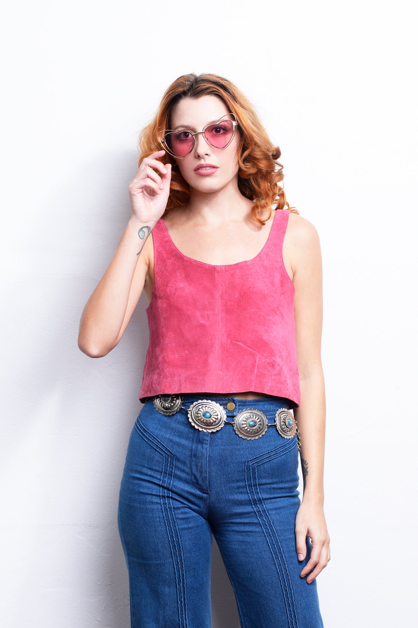 Pink Leather Tank freeshipping - Lovers Vintage