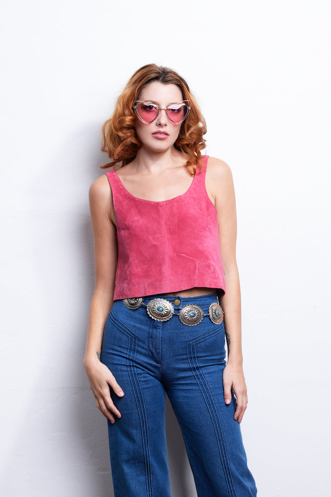 Pink Leather Tank freeshipping - Lovers Vintage