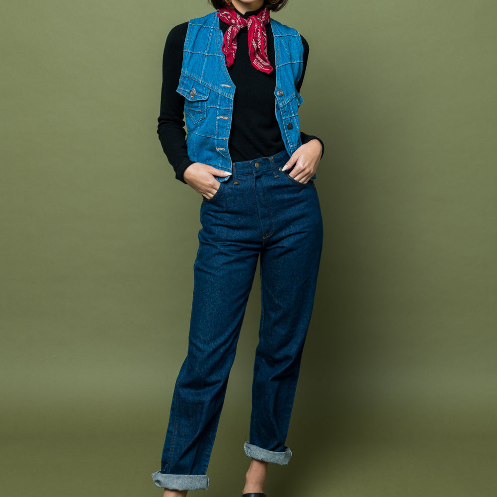 Western Way Denim Vest freeshipping - Lovers Vintage