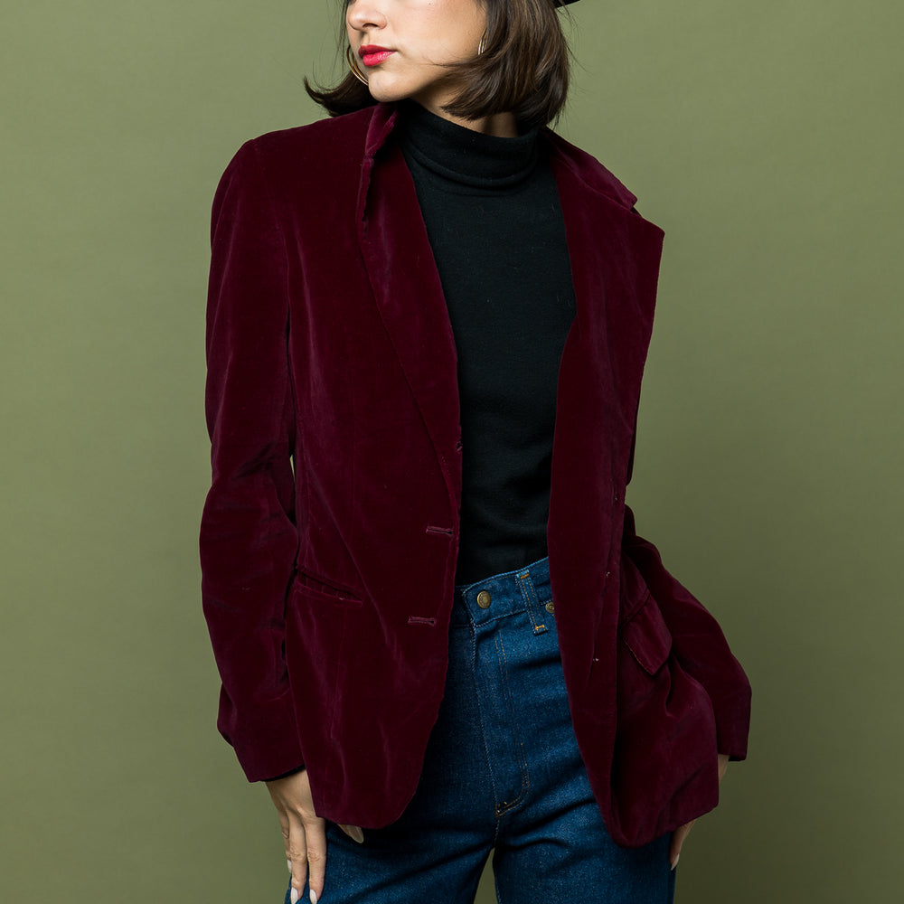Burgundy Room Library Velvet Jacket freeshipping - Lovers Vintage