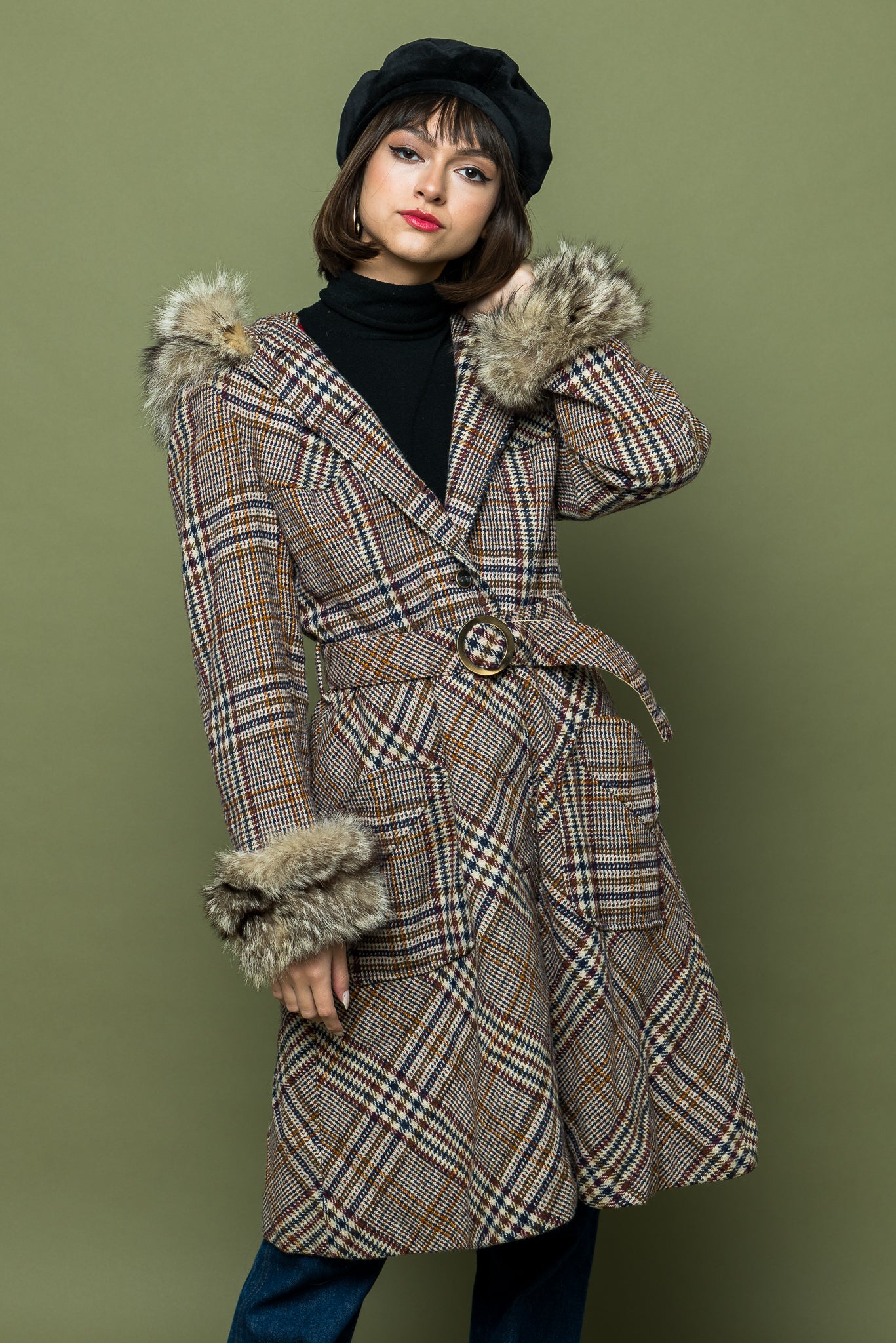 Vintage Hooded Tweed Midi freeshipping - Lovers Vintage