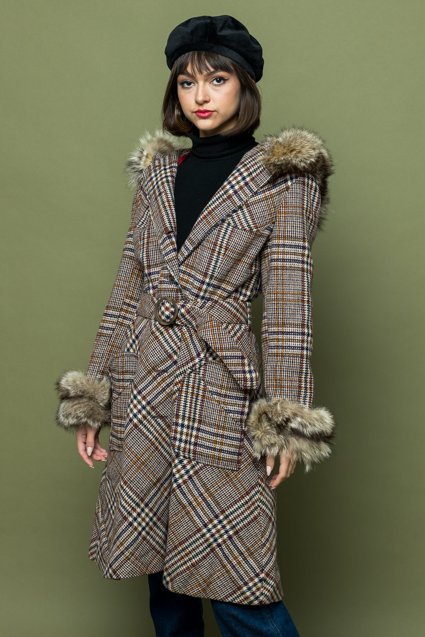 Vintage Hooded Tweed Midi freeshipping - Lovers Vintage
