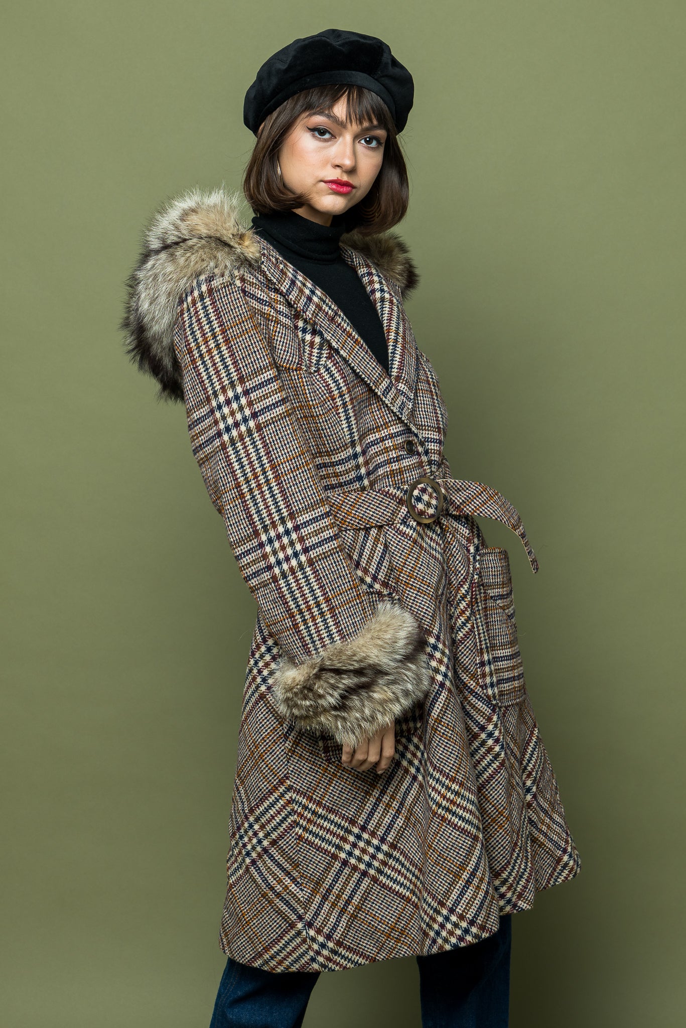 Vintage Hooded Tweed Midi freeshipping - Lovers Vintage