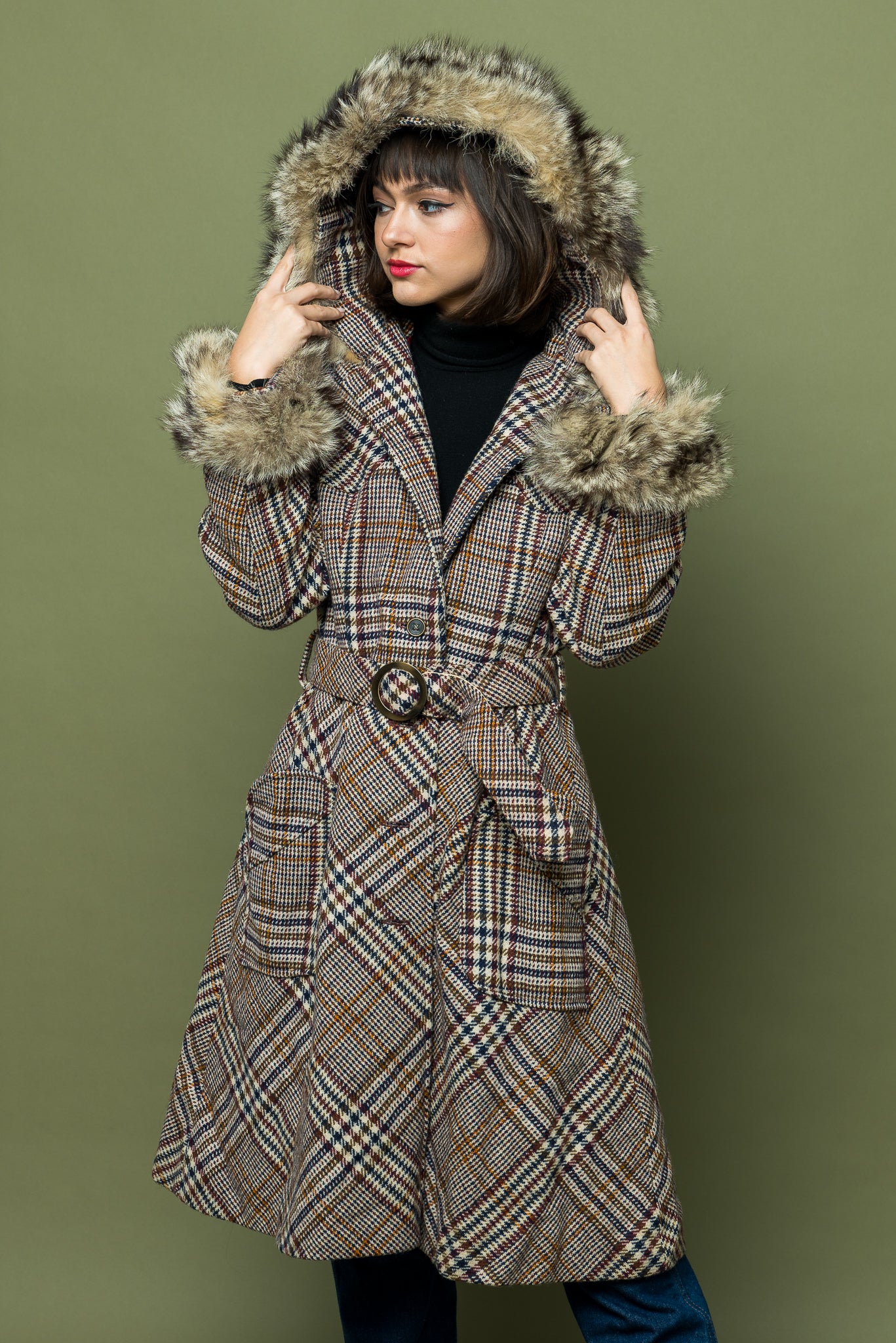 Vintage Hooded Tweed Midi freeshipping - Lovers Vintage