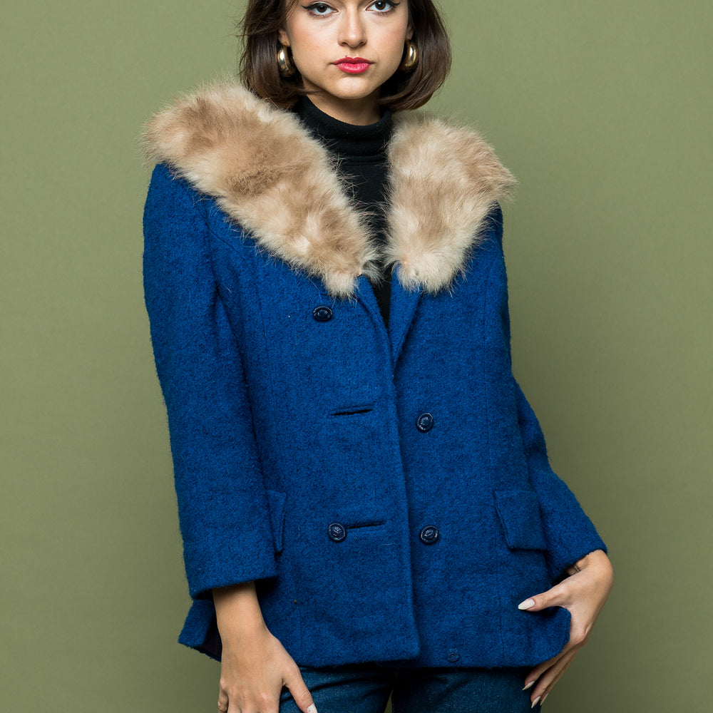 Lady Blue Vintage Fur Jacket freeshipping - Lovers Vintage