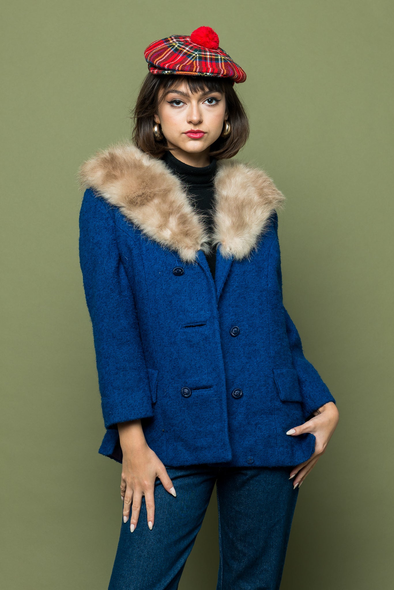 Lady Blue Vintage Fur Jacket freeshipping - Lovers Vintage