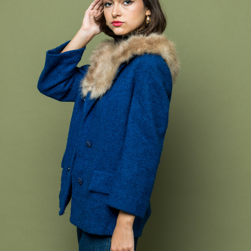 Lady Blue Vintage Fur Jacket freeshipping - Lovers Vintage