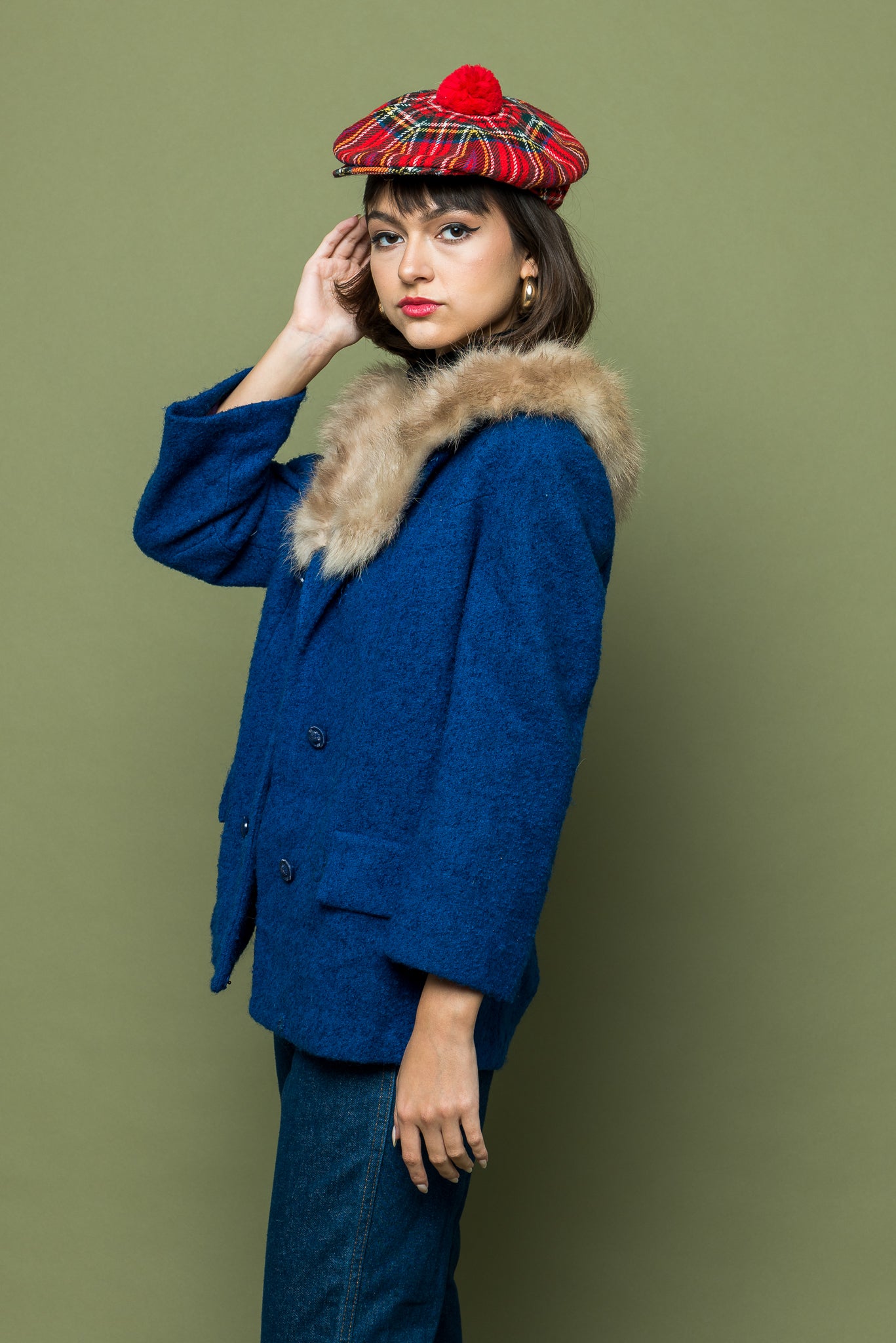 Lady Blue Vintage Fur Jacket freeshipping - Lovers Vintage