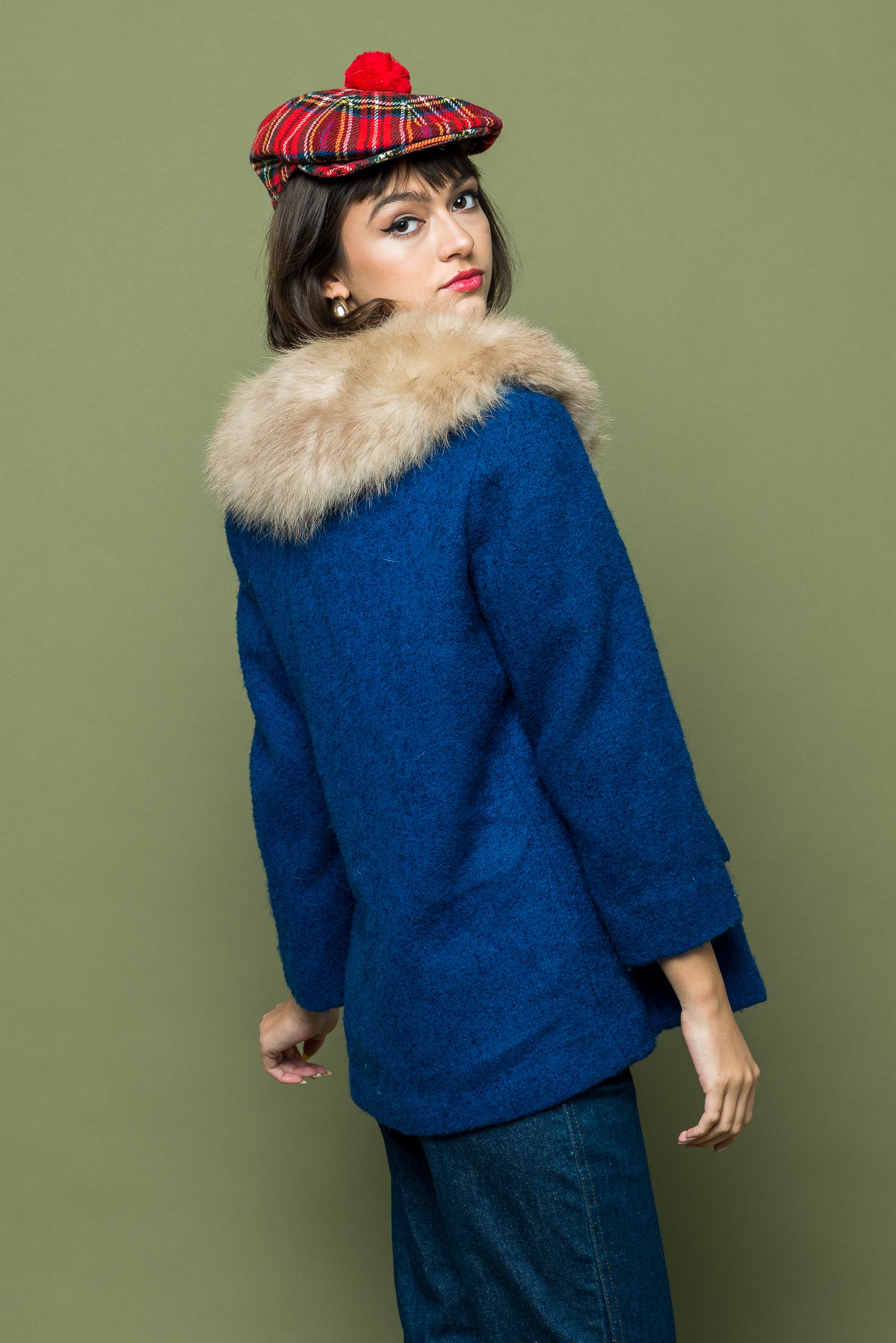 Lady Blue Vintage Fur Jacket freeshipping - Lovers Vintage