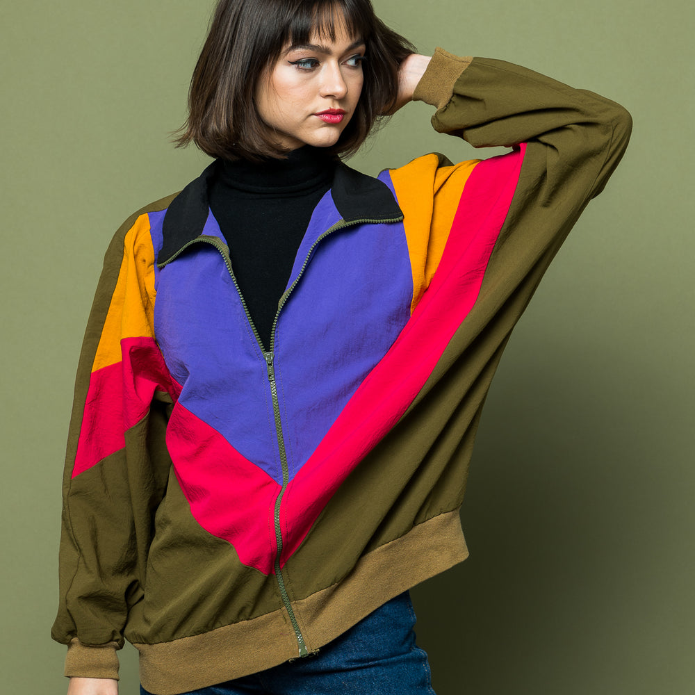 Nineties are Fun Color Block Jacket freeshipping - Lovers Vintage