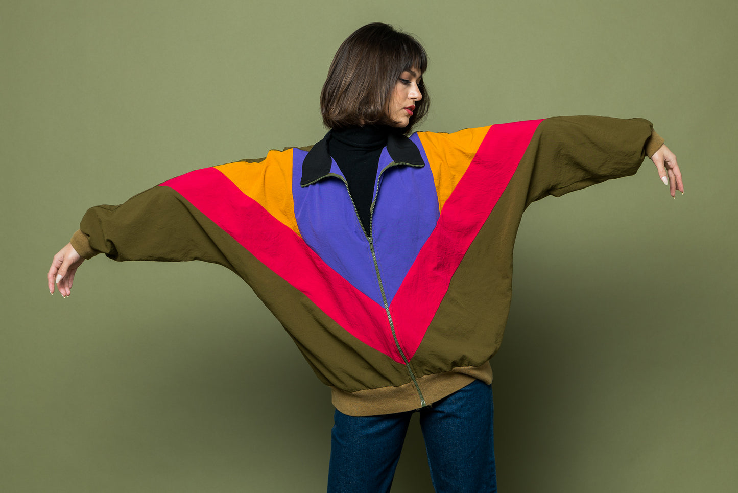 Nineties are Fun Color Block Jacket freeshipping - Lovers Vintage