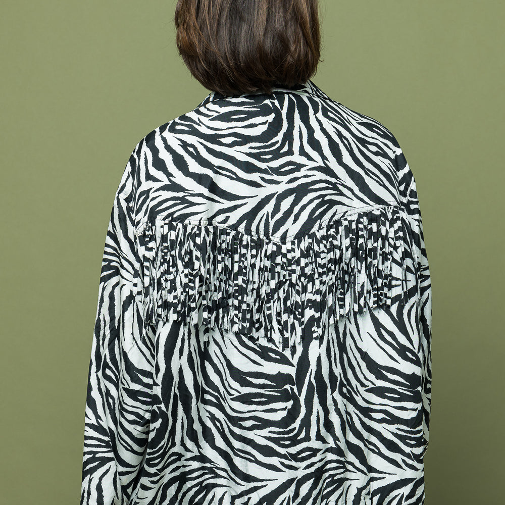 
                  
                    Zebra Print Eighties Nineties Fringed Jacket one of kind freeshipping - Lovers Vintage
                  
                